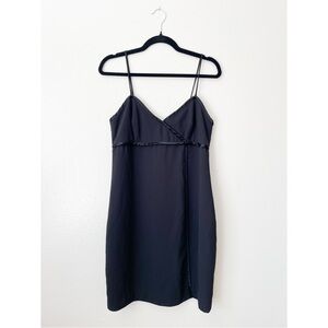 90’s Vintage Spaghetti Strap Satin Trim Little Black Mini Cocktail Dress